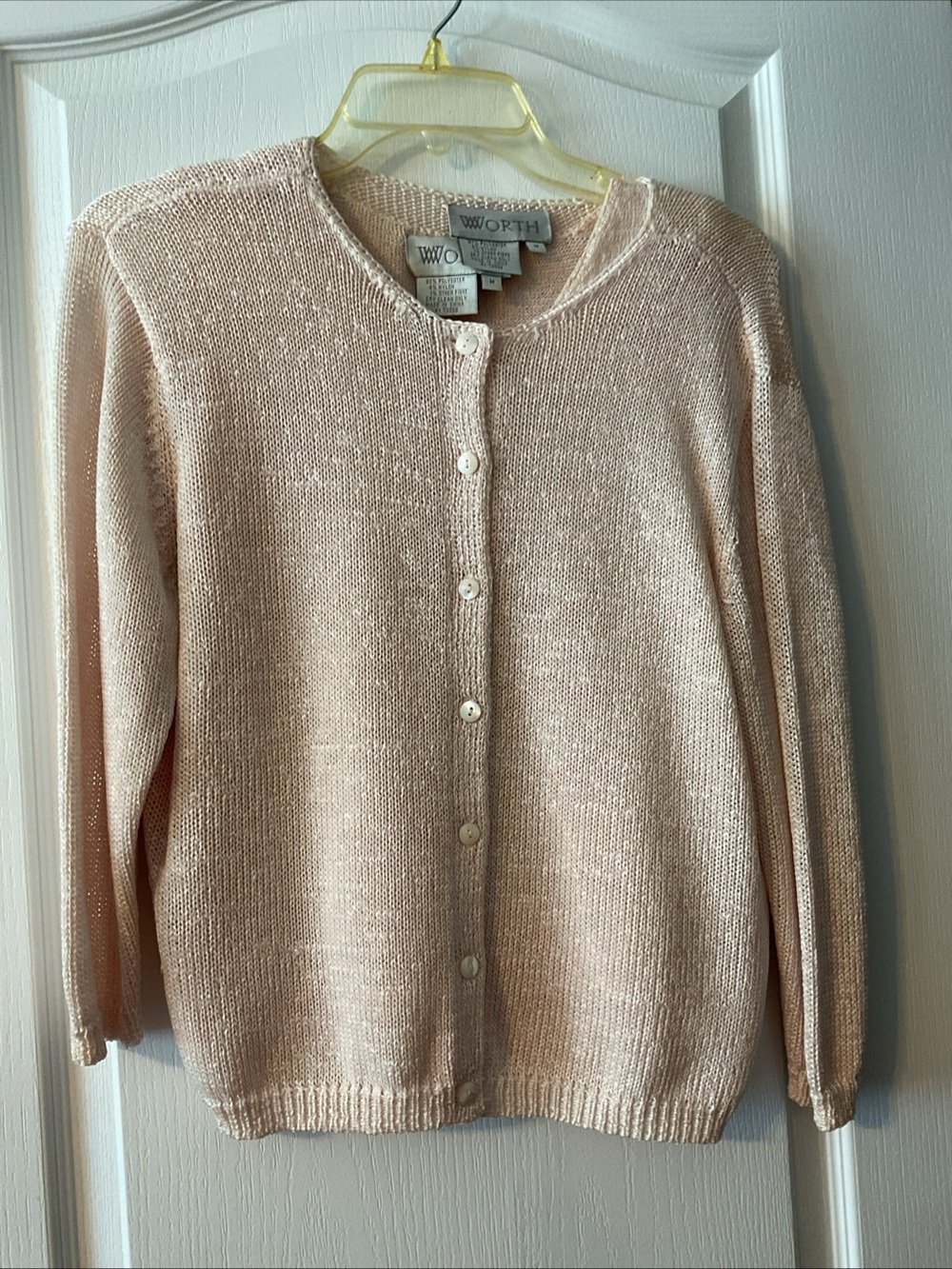 Worth Light Blush Crewneck Button Cardigan